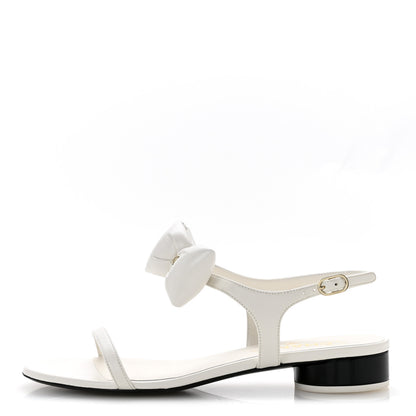 Chanel Lambskin CC Bow Sandals 39 White Black 1 of 10