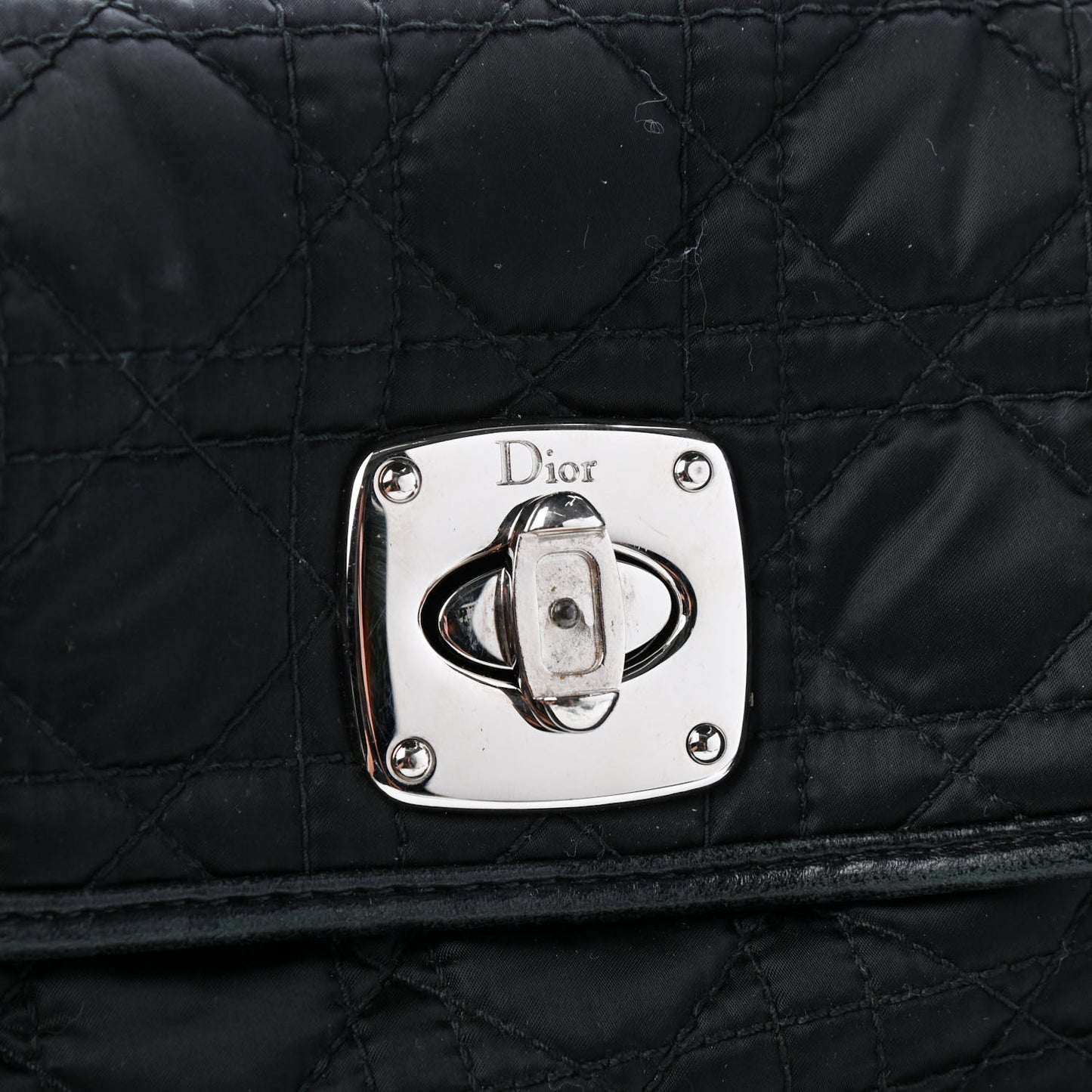 Satin Cannage Charming Lock Flap Shoulder Bag Black