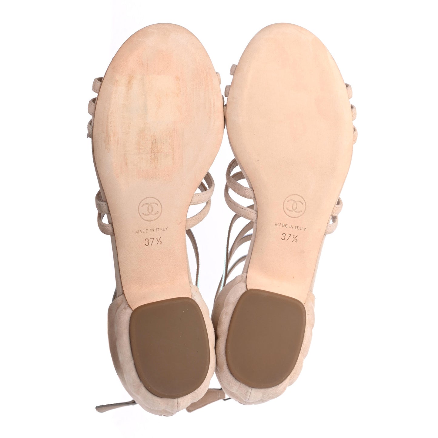 Suede Iridescent Patent Caged Sandals 37.5 Beige