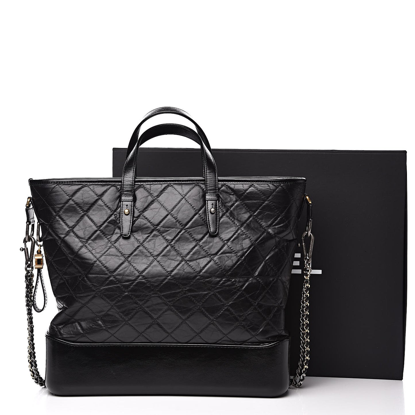 Calfskin Quilted Large Gabrielle Shopping Tote Black
