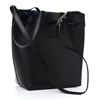 Mansur Gavriel Vegetable Tanned Calfskin Bucket Bag Black Royal 2 of 16