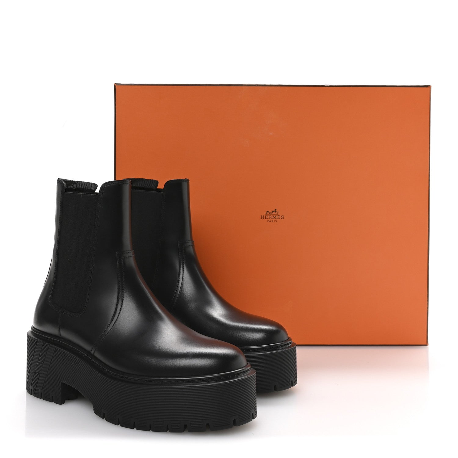 Hermes Calfskin Harrow Ankle Boots 35 Black 9 of 9