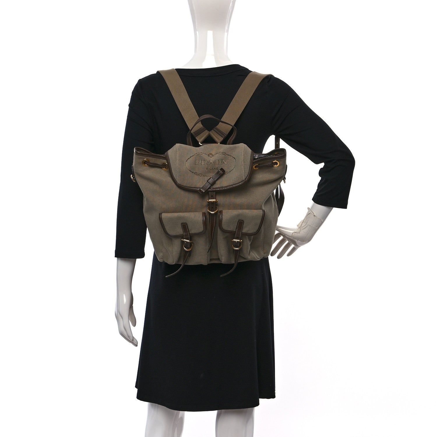 Prada Jacquard Logo Rucksack Backpack Corda Bruciato 2 of 8