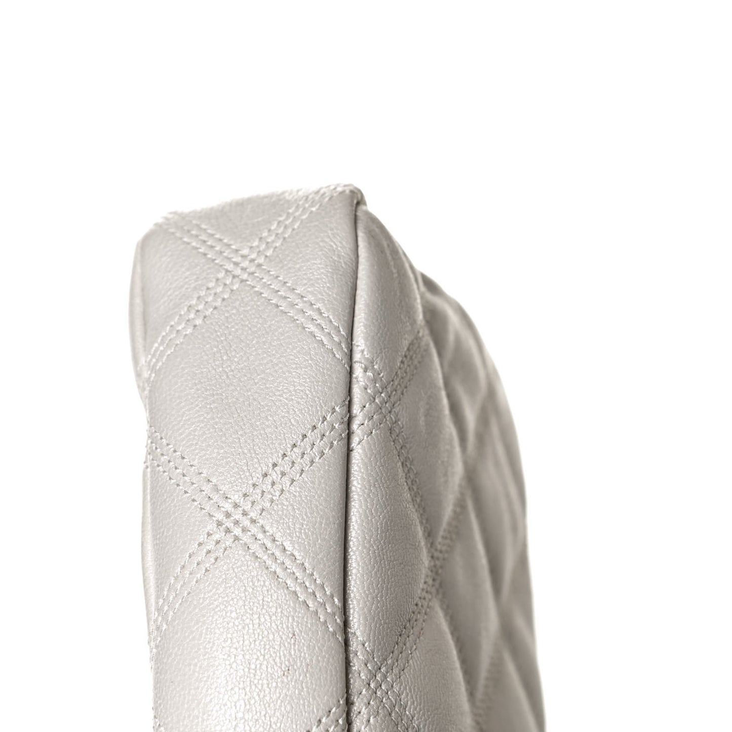 Grained Lambskin Quilted Mini Becky Double Zip Bag Vintage White