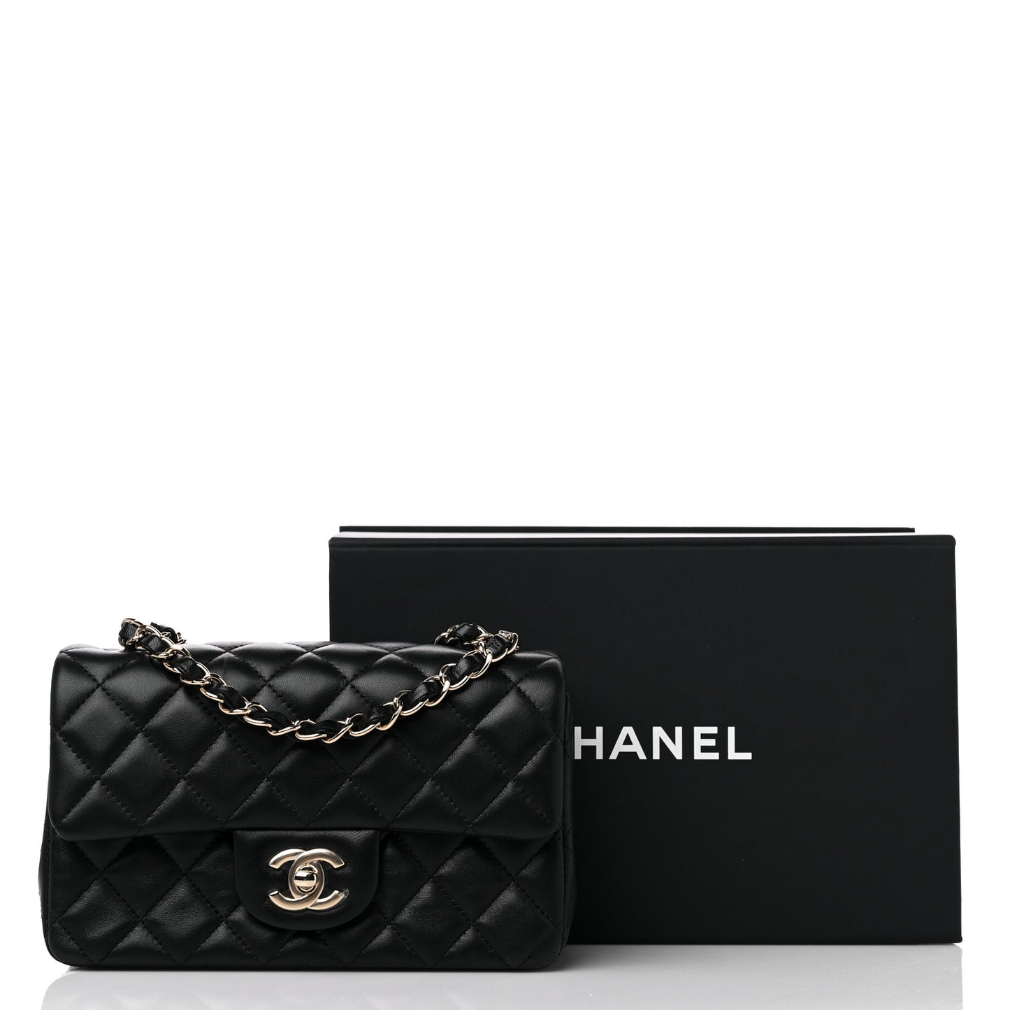 Lambskin Quilted Mini Rectangular Flap Black