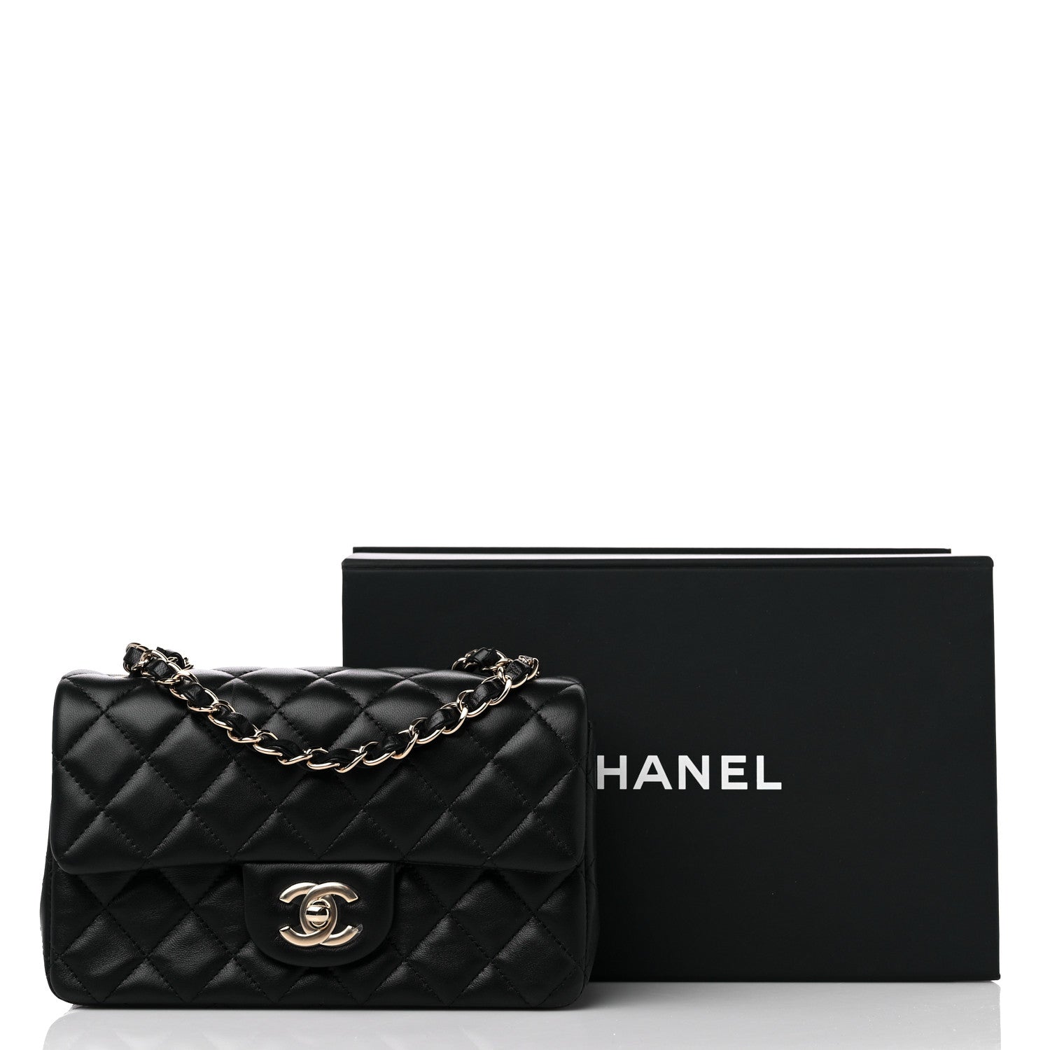 Chanel Lambskin Quilted Mini Rectangular Flap Black 10 of 10