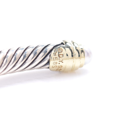 David Yurman Sterling Silver 14K Yellow Gold Pearl 5mm Cable Classics Petite Color Bracelet 4 of 4