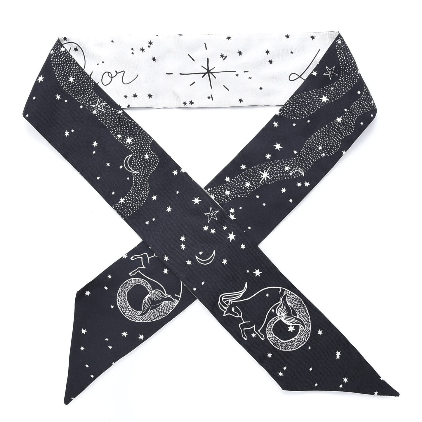 Silk Zodiac Capricorn Mitzah Scarf Black