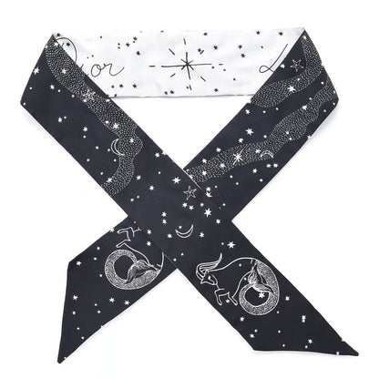 Christian Dior Silk Zodiac Capricorn Mitzah Scarf Black 1 of 2