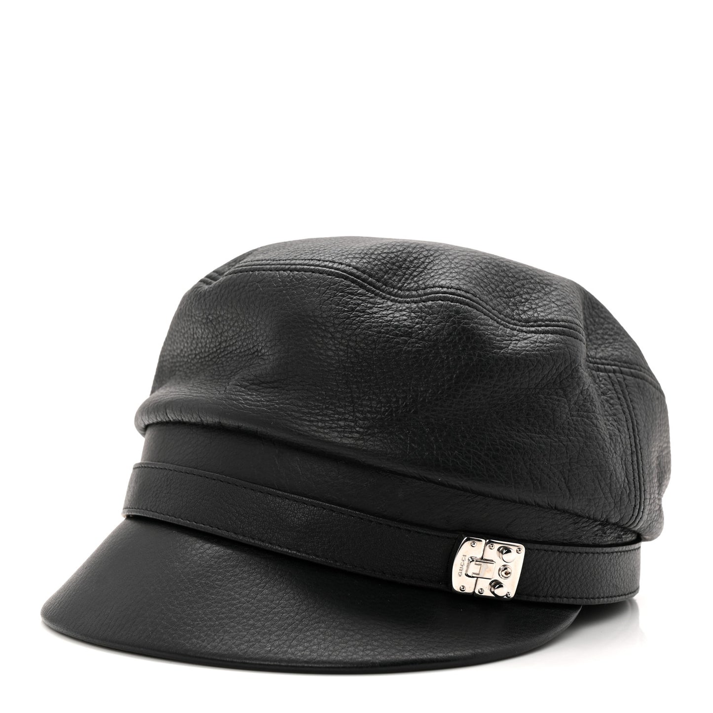 Calfskin Newsboy Hat S Black
