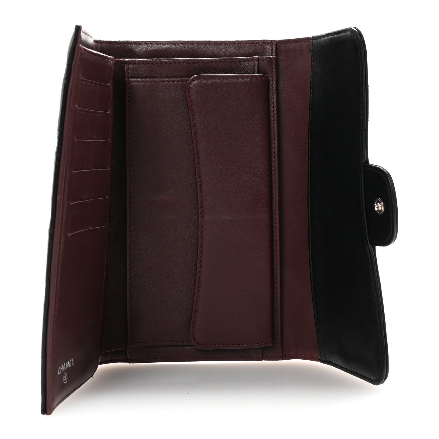 Lambskin Quilted Large Flap Wallet Black