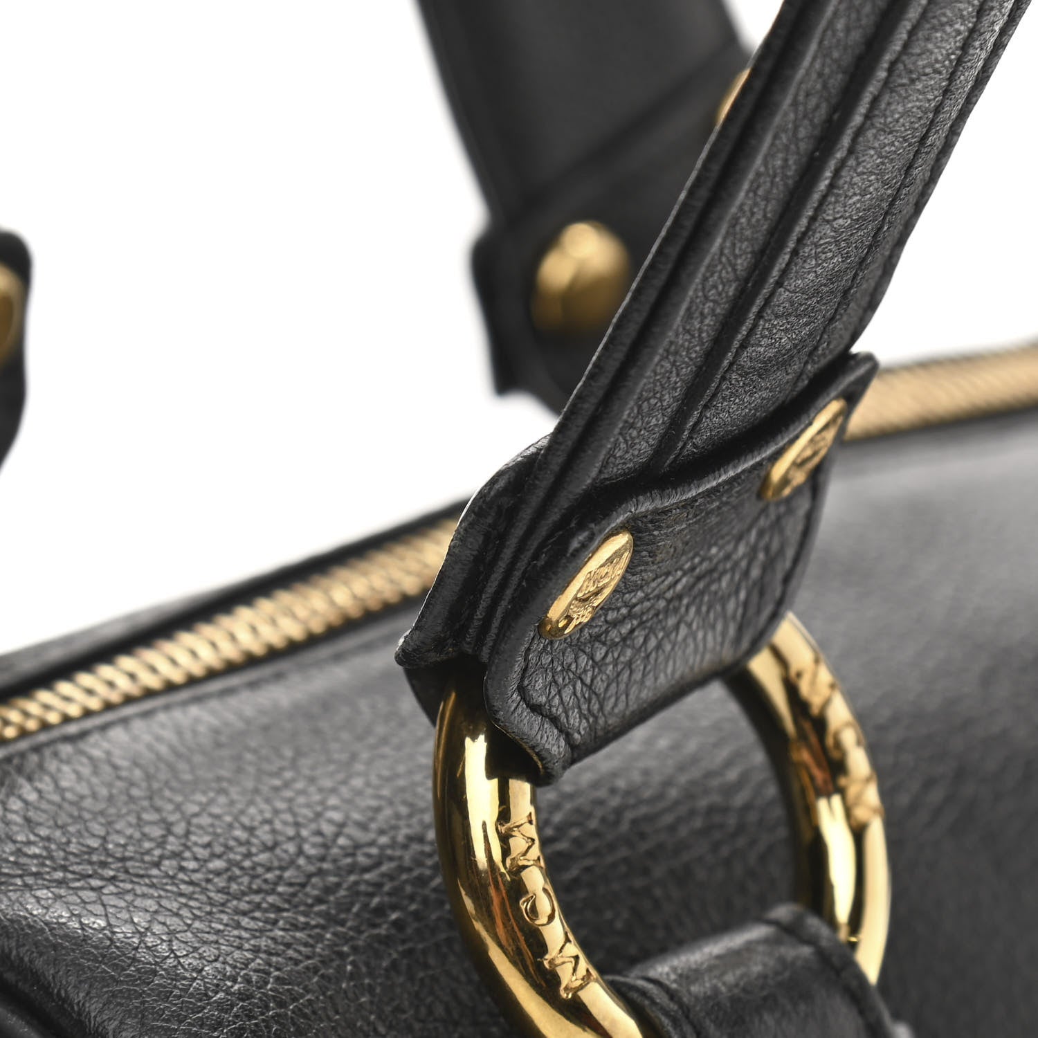 MCM Grained Calfskin Studded Boston Bag Black 11 of 12
