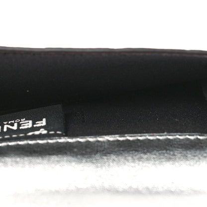 Fendi Vitello Soft Catalan Mirror F is Fendi Bi-Color FF 1974 Embossed Micro Tri-Fold Envelope Wallet Maya Black Argento 6 of 11
