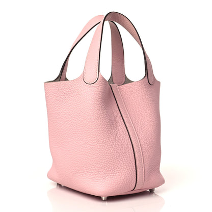 Hermes Taurillon Clemence Picotin Lock 18 PM Rose Sakura 3 of 10