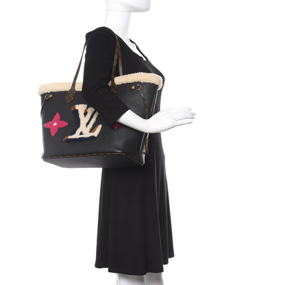 Louis Vuitton Calfskin Monogram Teddy Neverfull MM Black 2 of 10