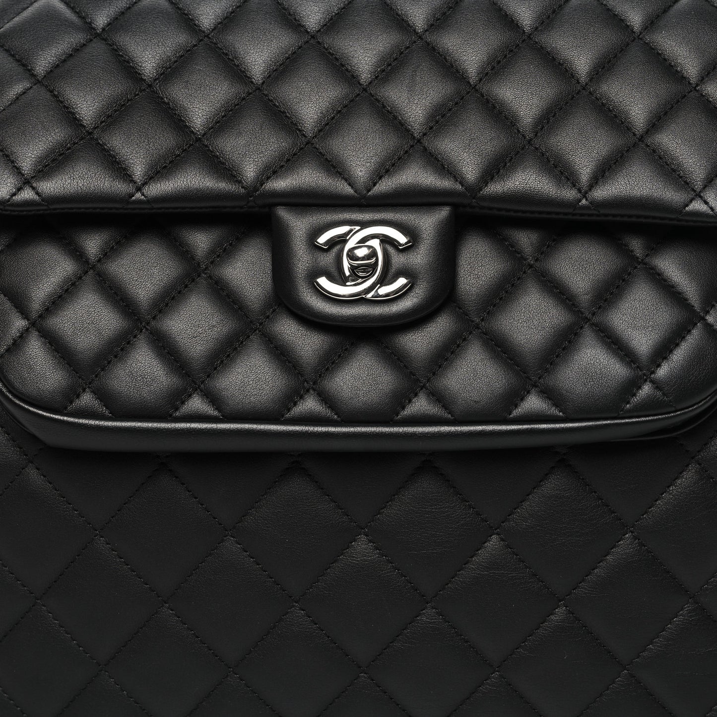 Calfskin Quilted Flap Tote Black