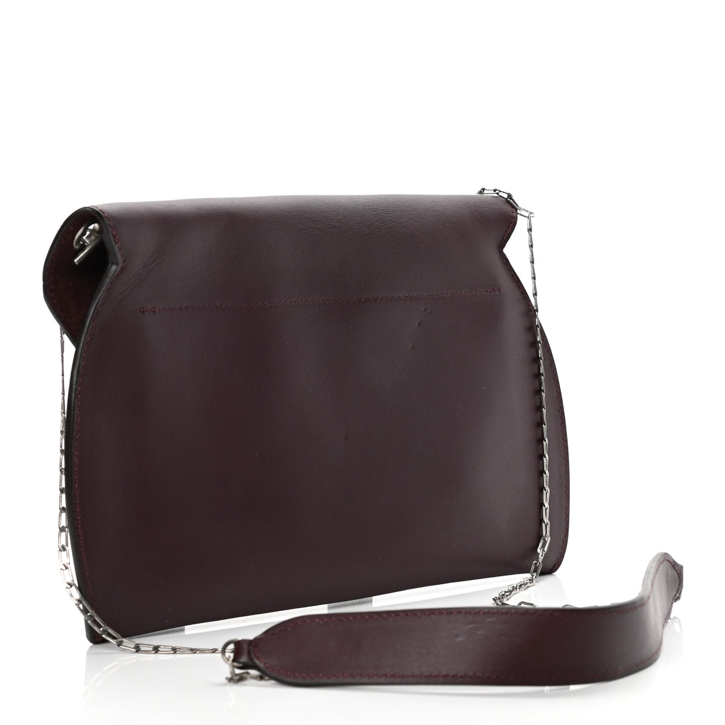 Smooth Calfskin Clutch on Chain Burgundy