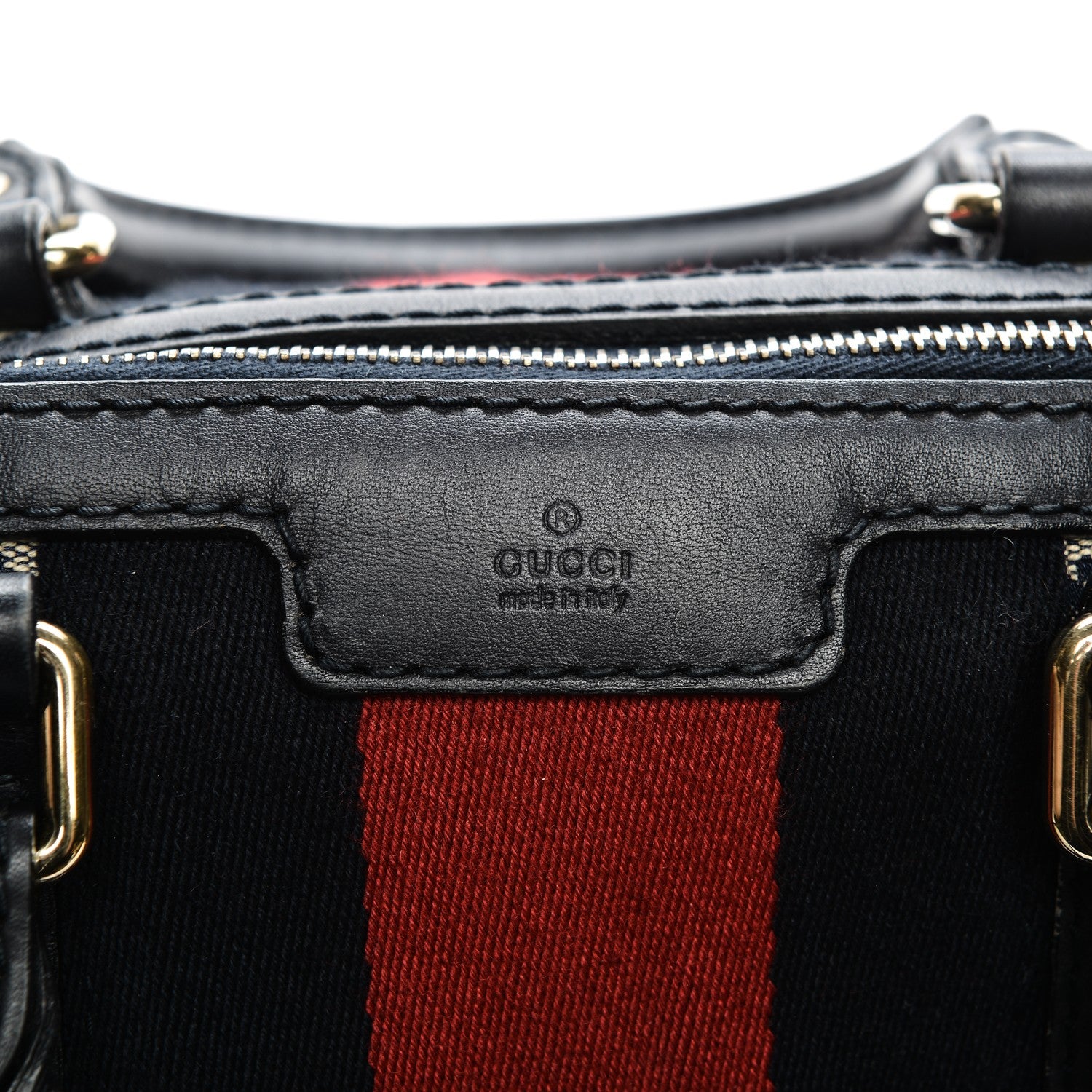 Gucci Monogram Selleria Calfskin Vintage Web Medium Boston Beige Blue 6 of 12