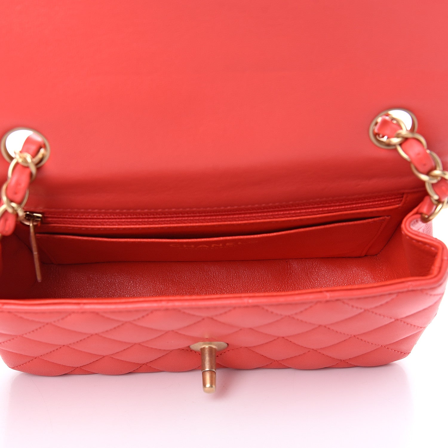 Chanel Lambskin Quilted Mini Rectangular Flap Orange 4 of 10