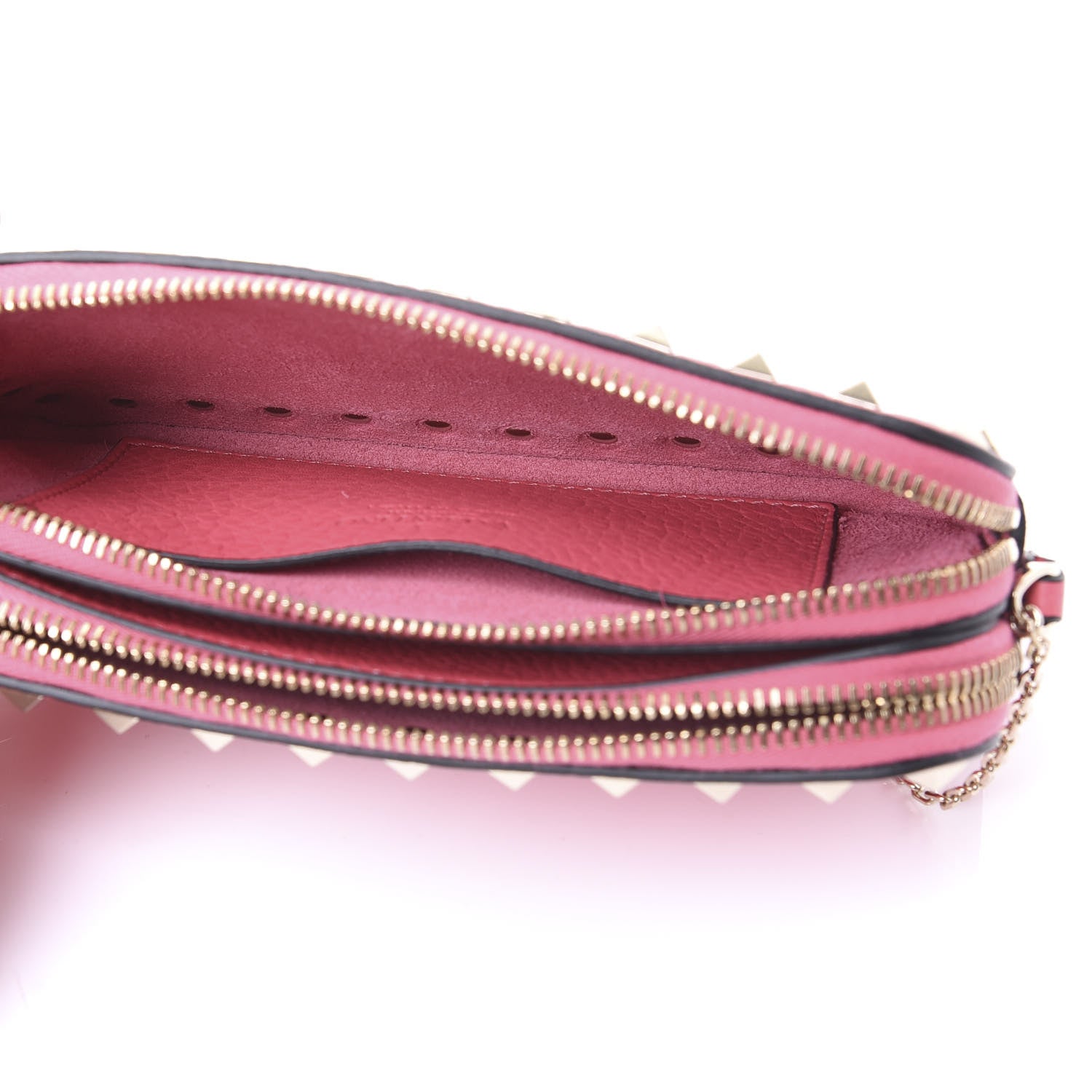 Valentino Garavani Pebbled Calfskin Rockstud Chain Pouch Shoulder Bag Shadow Pink 4 of 10