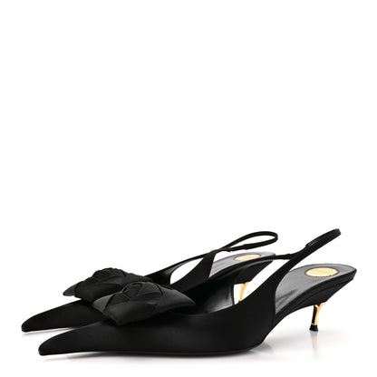Saint Laurent Satin Crepe Dakota 50 Slingback Pumps 40.5 Black 4 of 9