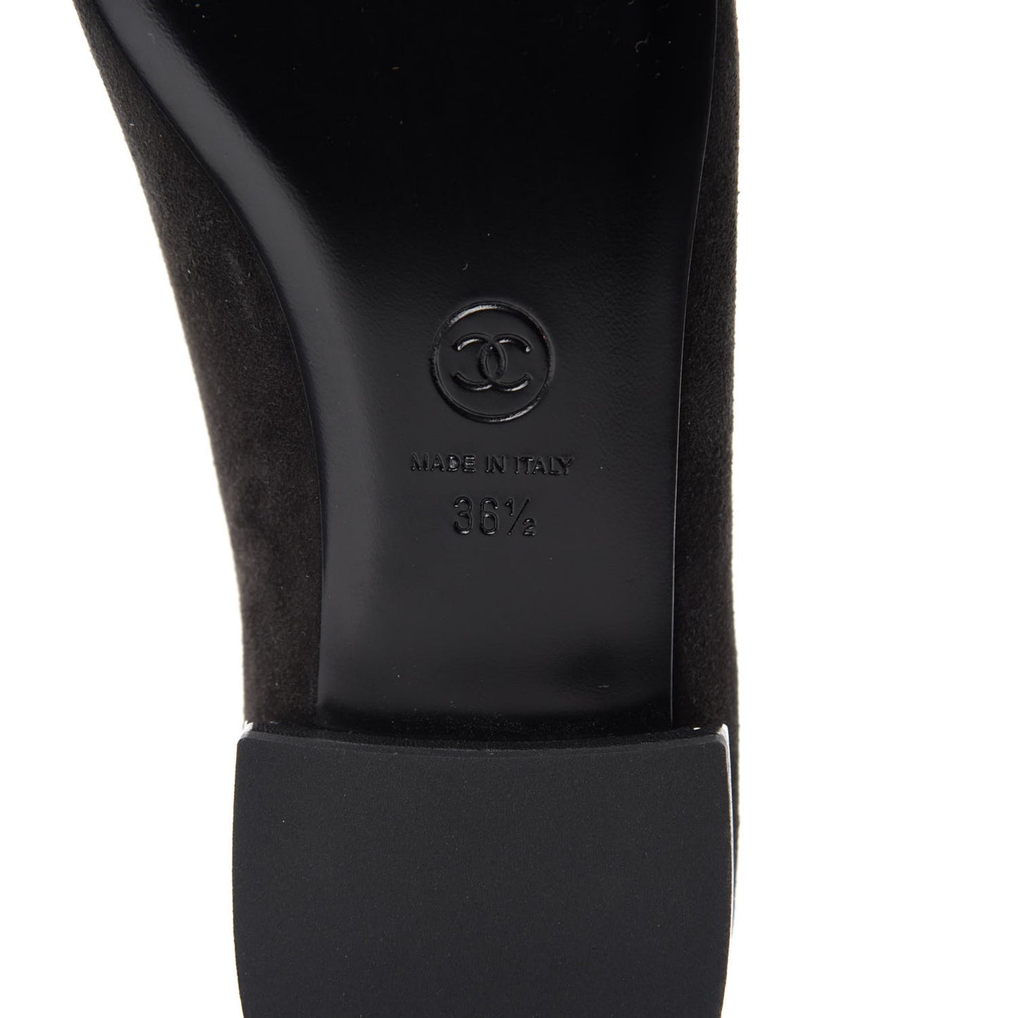 Suede Lambskin Quilted Pearl CC Cap Toe Ballerina Flats 36.5 Black