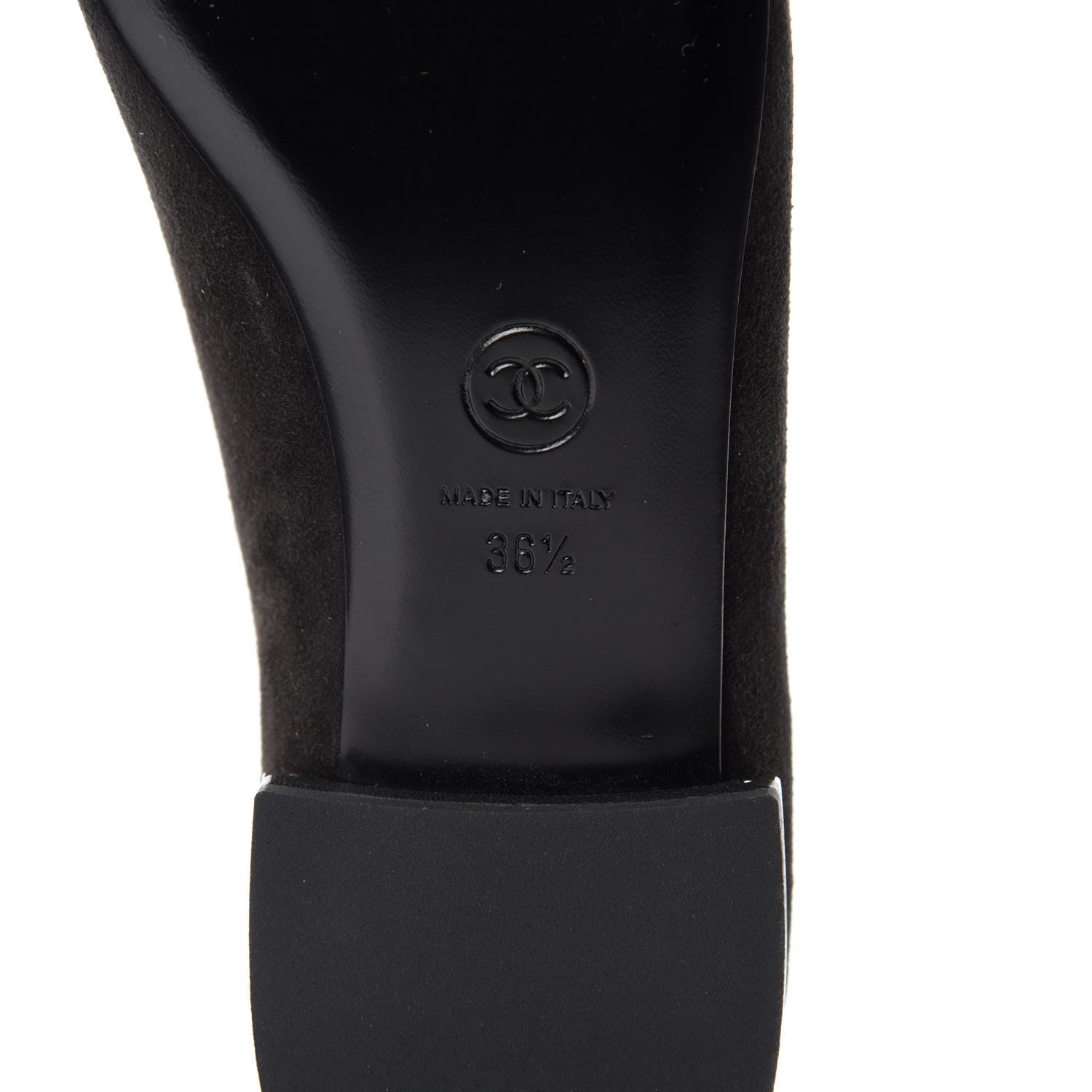 Chanel Suede Lambskin Quilted Pearl CC Cap Toe Ballerina Flats 36.5 Black 6 of 9