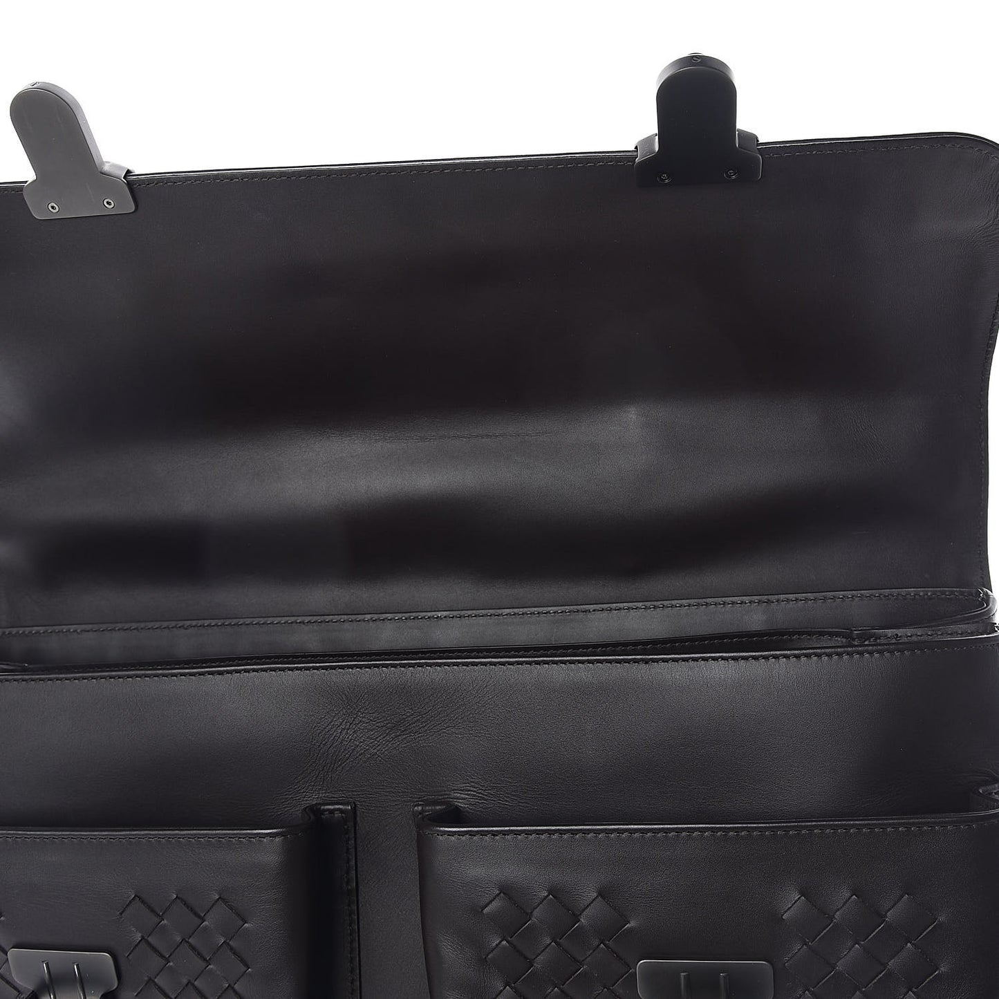 Calfskin Intrecciato Briefcase Ebano
