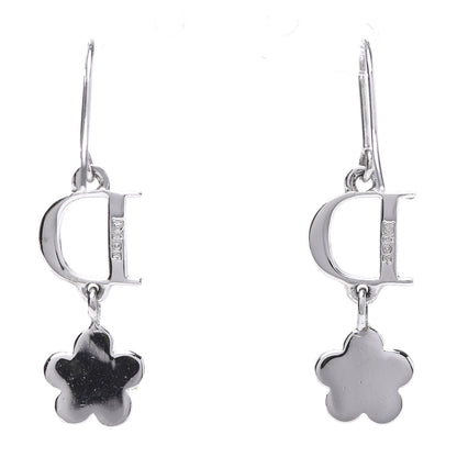Christian Dior Crystal Flower Dangle Earrings Silver 3 of 4