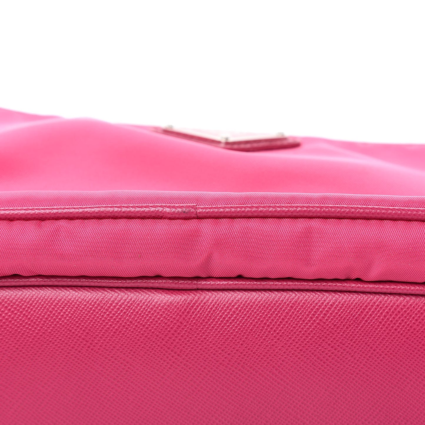 Nylon Saffiano Vela Double Zip Crossbody Bag Fuxia