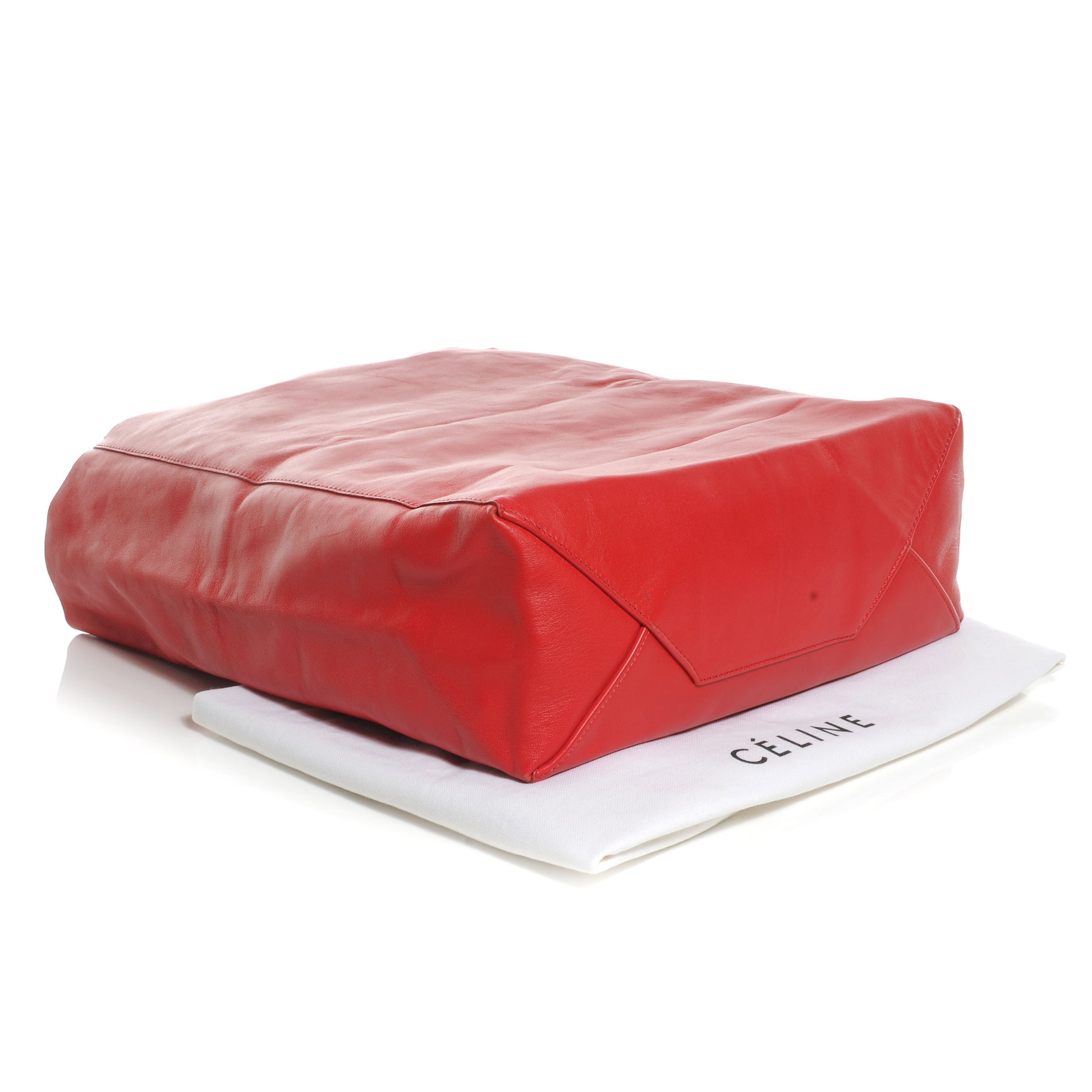 Celine Lambskin Cabas Vertical Tote Red 4 of 8