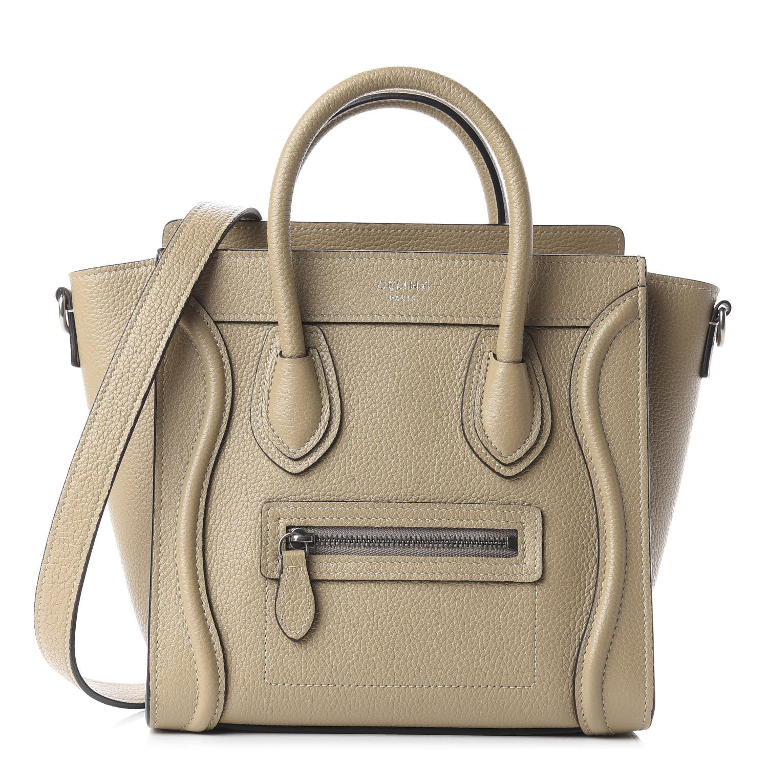 Celine Drummed Calfskin Nano Luggage Dune 1 of 10