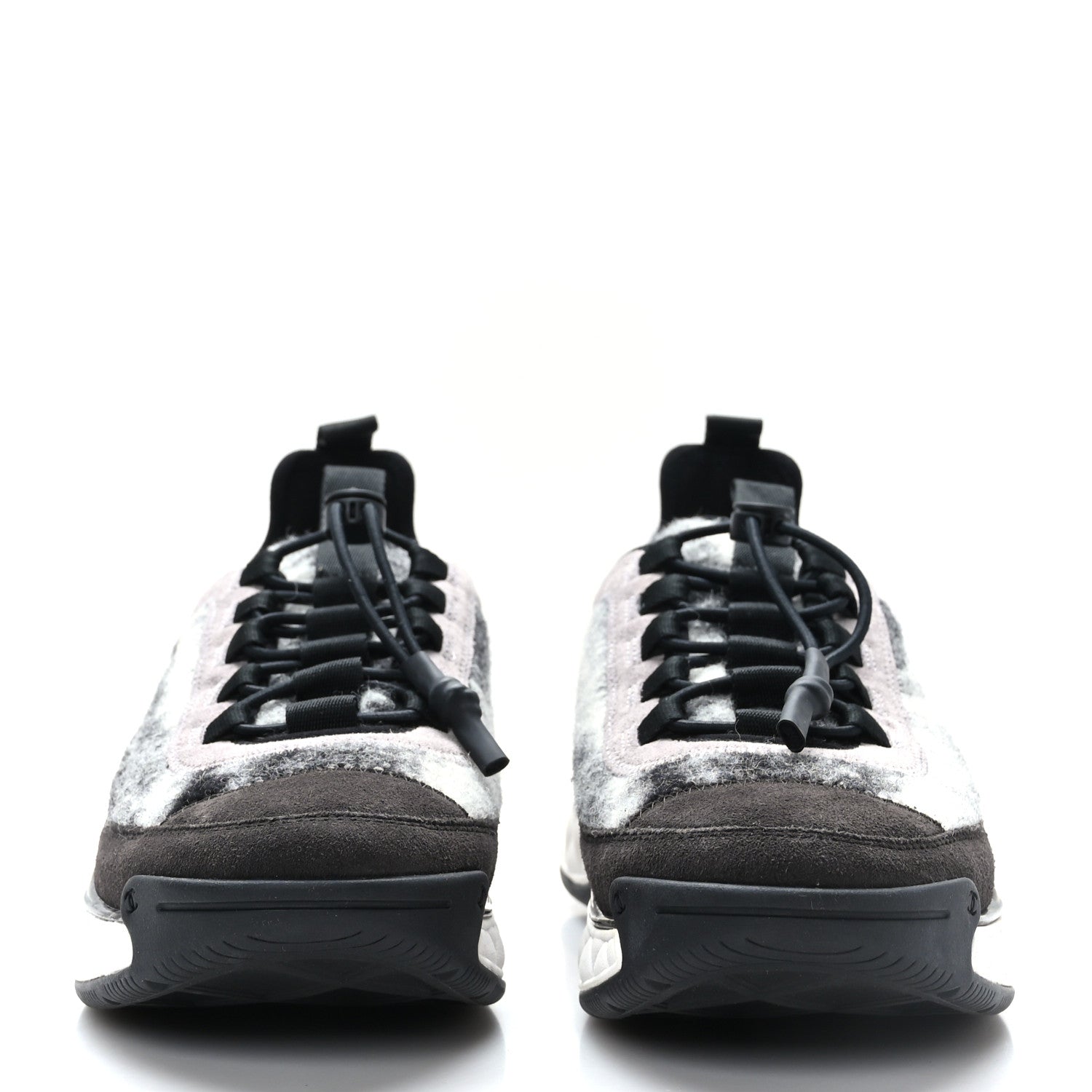 Chanel Fabric Suede Calfskin CC Sneakers 40 Gray 2 of 8