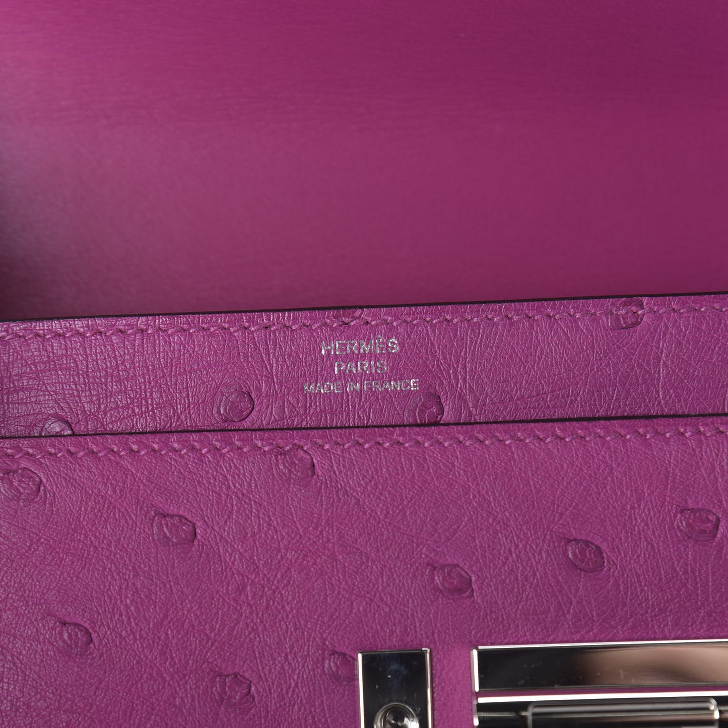 Ostrich Mini Verrou Chaine Bag Rose Pourpre