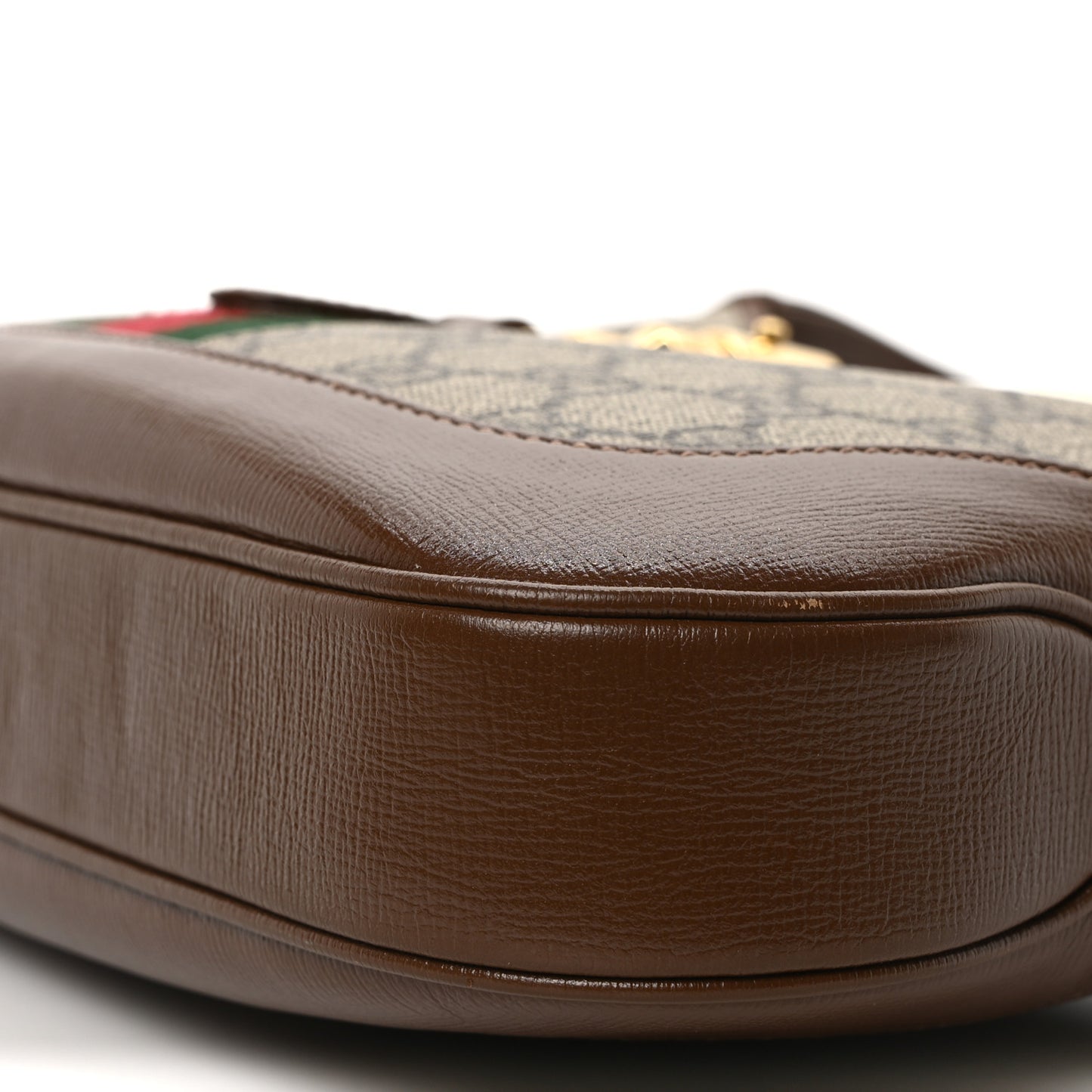 GG Supreme Monogram Azalea Calfskin Web Small Jackie 1961 Hobo Beige Ebony Brown Sugar