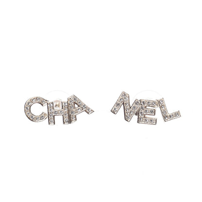 Chanel Crystal Pearl Signature Stud Earrings Gold 1 of 5