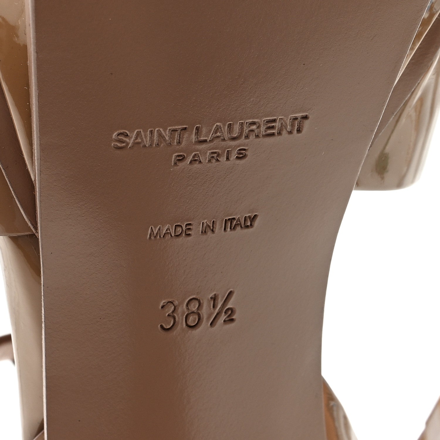 Saint Laurent Patent Tribute 105 Platform Sandals 38.5 Nude Powder 6 of 7
