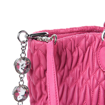 Miu Miu Nappa Matelasse Swarovski Crystal Tote Fuxia 13 of 14