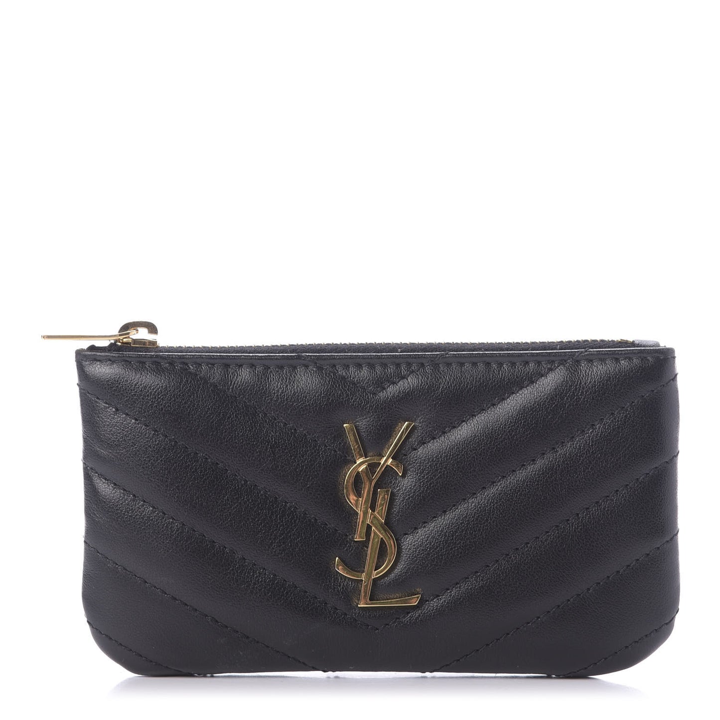 Calfskin Matelasse Monogram Key Pouch Black