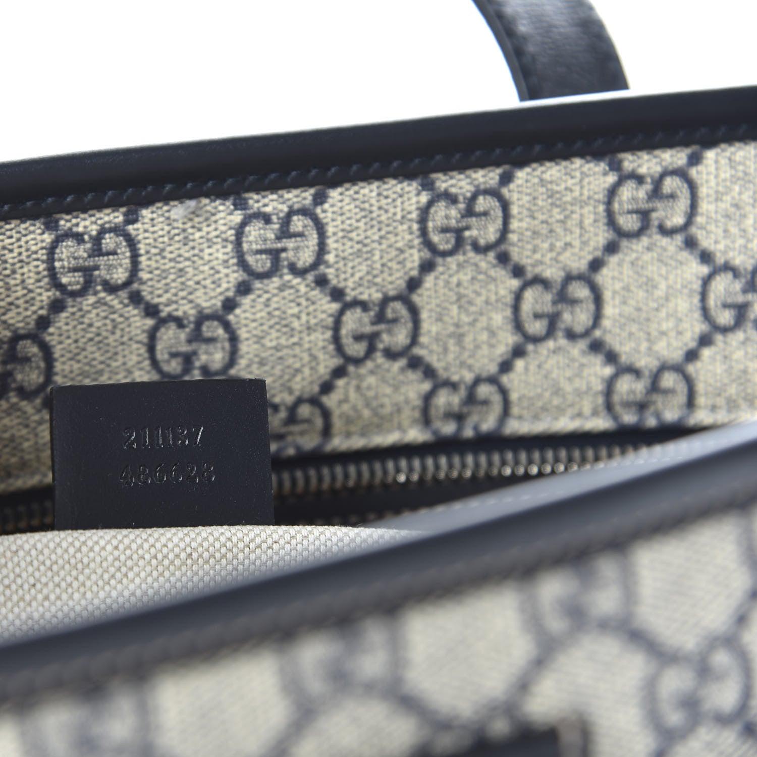 Gucci GG Supreme Monogram Medium Zippered Shopping Tote Black 9 of 10
