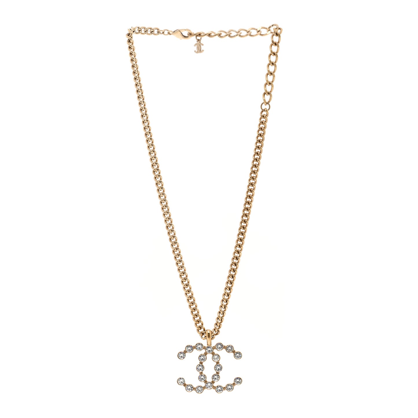 Crystal CC Pendant Necklace Gold