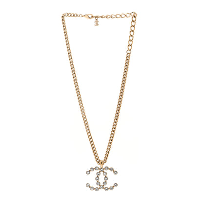 Chanel Crystal CC Pendant Necklace Gold 3 of 5