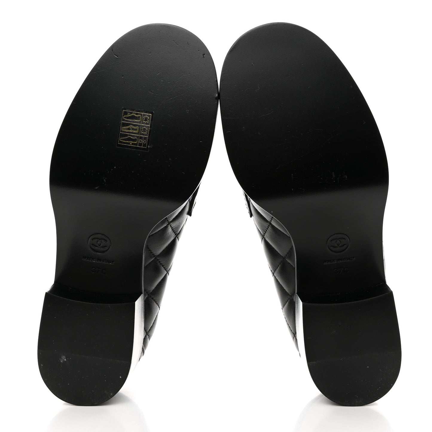 Lambskin Quilted CC Heart Loafers 37 Black