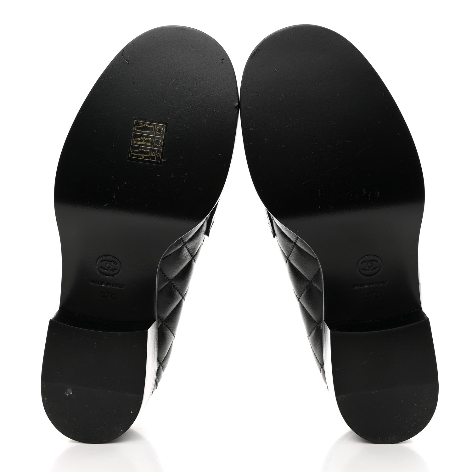 Chanel Lambskin Quilted CC Heart Loafers 37 Black 5 of 12