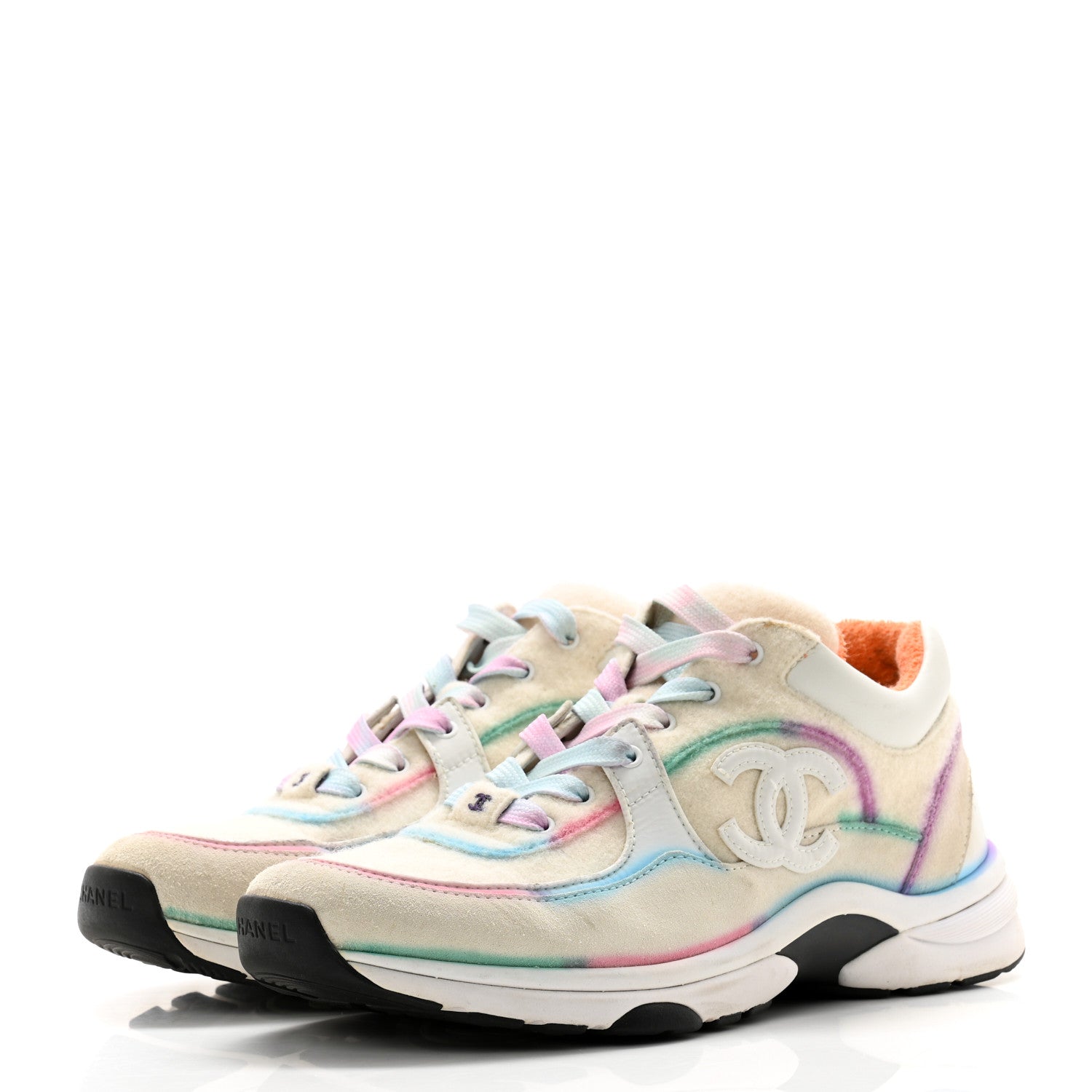 Chanel Wool Suede Calfskin CC Sneakers 40 Multicolor 3 of 12