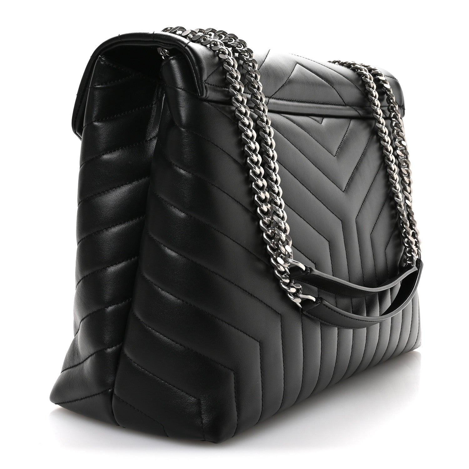 Saint Laurent Calfskin Y Quilted Monogram Large Loulou Chain Satchel Black 3 of 10