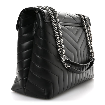 Saint Laurent Calfskin Y Quilted Monogram Large Loulou Chain Satchel Black 3 of 10
