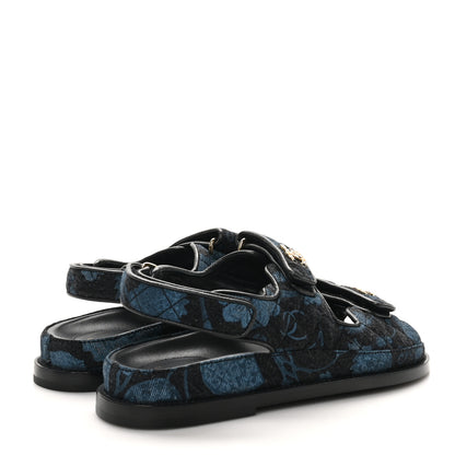 Chanel Denim Velcro Dad Sandals 36.5 Dark Grey Blue Black 5 of 9