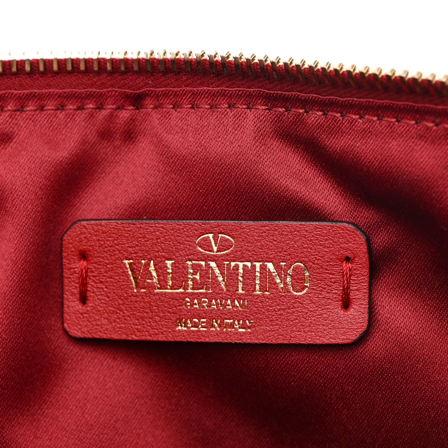 Valentino Garavani Nappa Large Candystud Flat Zip Pouch Rubino 6 of 10