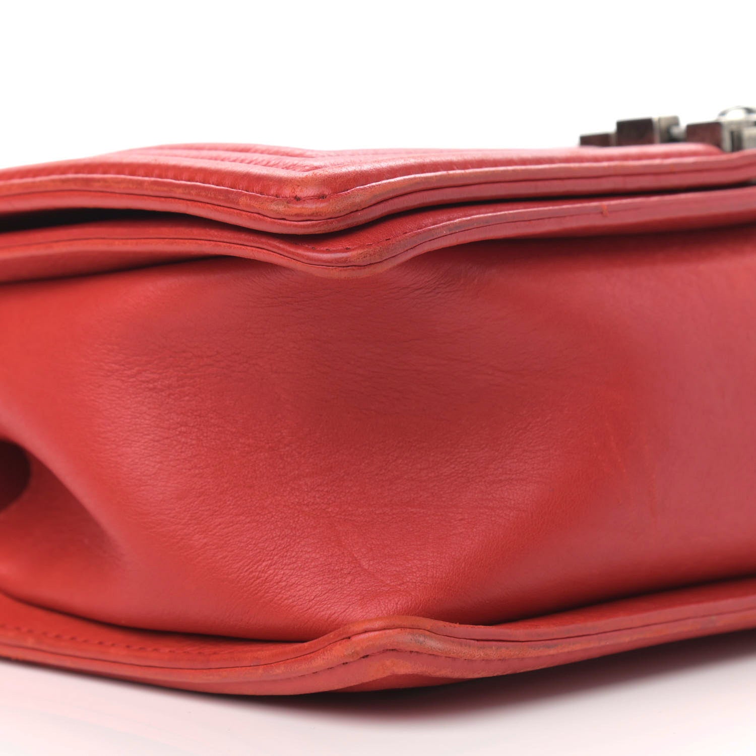 Chanel Calfskin Quilted Double Stitch Medium Boy Flap Red 9 of 19